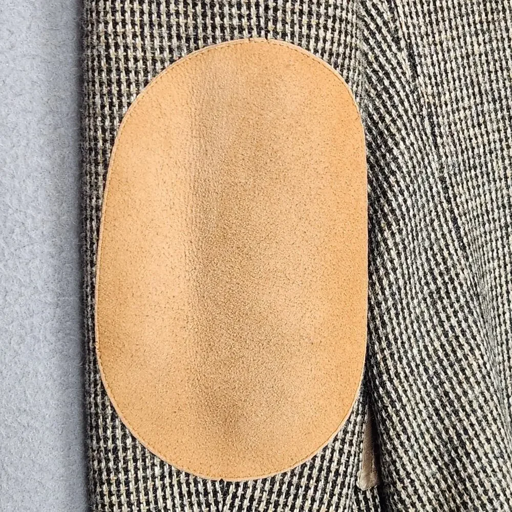 VINTAGE EVAN-PICONE Blazer Mens 41 Brown Houndstooth Wool Elbow Patch Jacket USA